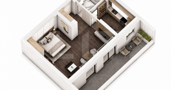 Studio, 56.72 mp, ansamblu cu 0% Comision la Achiziție, zon