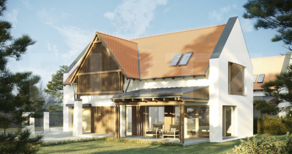 Teren construibil cu proiect de casa, ansamblu privat, 12km