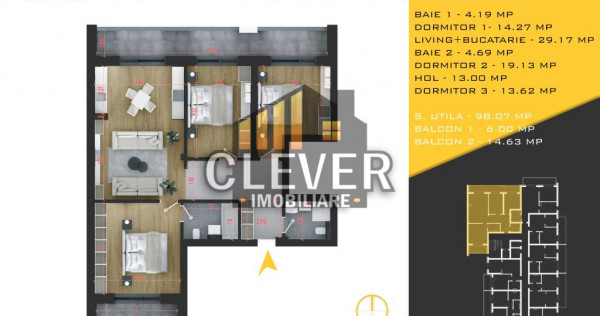 Apartament 4 Camere 118 mp, Pallady, metrou Teclu