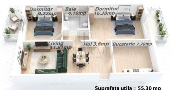 LIPOVEI - ETAJ 2 - DECOMNADAT - 3 CAMERE - 2 BALCOANE - CENT