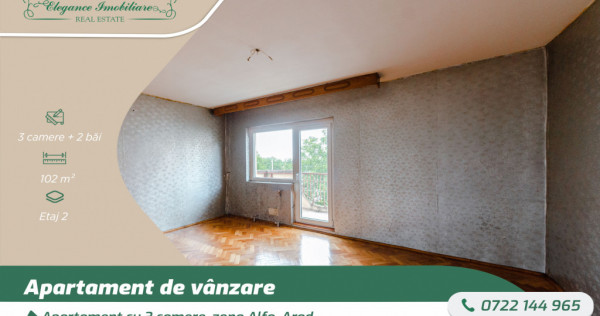 Apartament cu 3 camere, zona Alfa, Arad