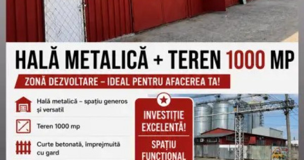 V&acirc;nd teren 1000mp cu hală metalică &icirc;n Galati