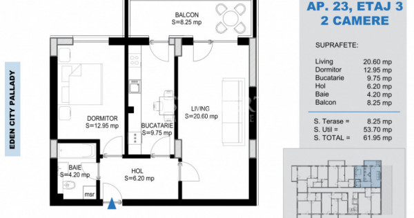 2 Camere decomandate | &Icirc;ncălzire &icirc;n Pardoseală | Comisio