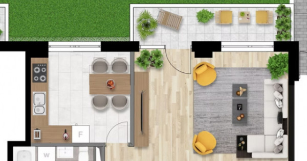 Apartament 1 CAM, SU 43.32MP, 1 balcon , zona INTRE LACURI