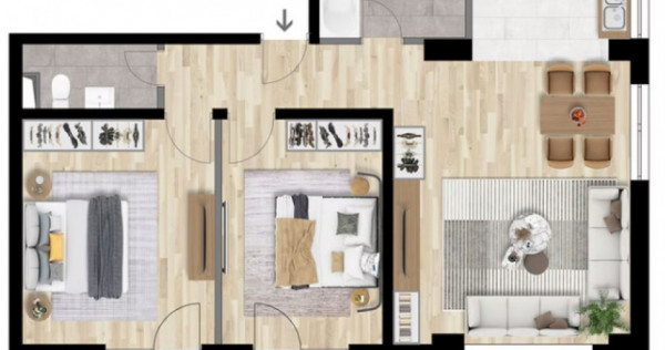 Apartament 3 CAM, SU 70.75MP, 1 BALCON, zona INTRE LACURI