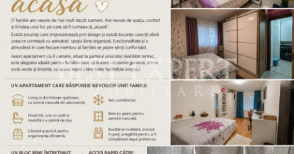 4 Camere Spațios | 2 Băi | Geam baie| Bloc Reabilitat | I