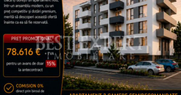2 Camere | Avans 15% prin Credit Ipotecar | Parcare BONUS |
