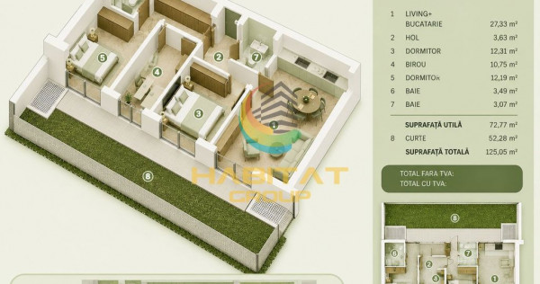 V&acirc;nzare Apartament 3 camere 72 mp | curte 56 mp - Popești Leordeni | Metrou