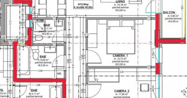 Apartament 3 camere, Semifinisat, 73 mp util, Zona Mihai Vit