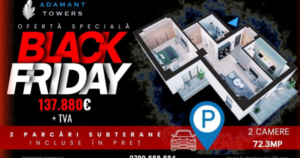 ADAMANT TOWERS | 2 camere 72mp | decomandat | Bd. Nicolina-Iasi