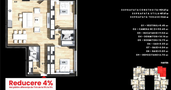 APARTAMENT DECOMANDAT 3 CAMERE REDUCERE 4% + PARCARE GRATIS