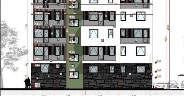 Apartament 2 camere semifinisat, 43 mp, terasa 85 mp, parcar