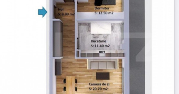 Apartament de 2 camere cu terasa, Decomandat, langa Vivo, A