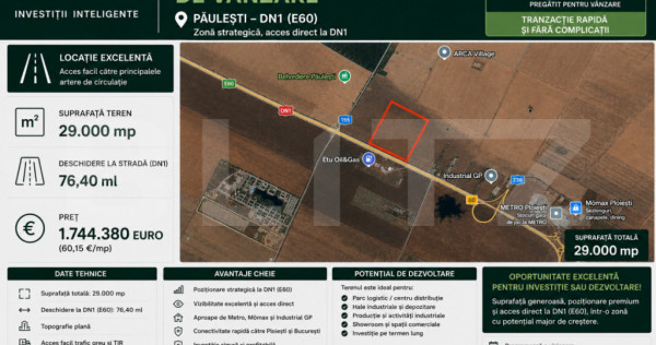 Teren intravilan 29 000 mp, Paulesti. DN1.