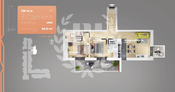 Apartament 3 camere Piata Sudului 89.12 mp utili