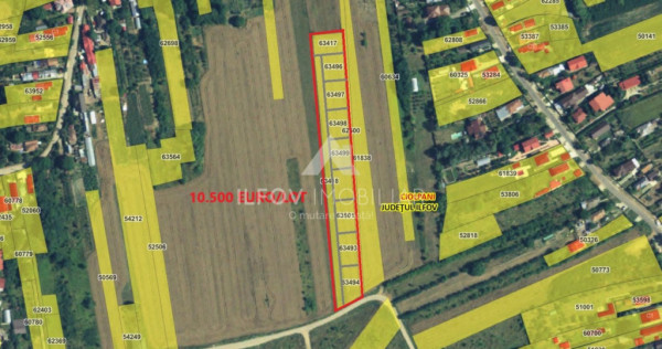 Teren intravilan 6525mp, plata in rate, 9 loturi, asfalt