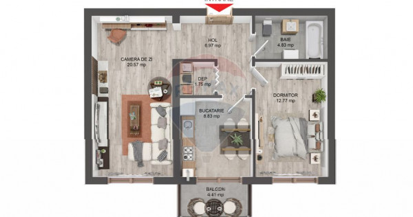 Apartament NOU LA CHEIE cu 2 camere de v&acirc;nzare
