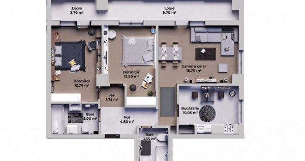 Apartament de vanzare, cu 3 camere, 69 mp, zona Ansamblul Ve