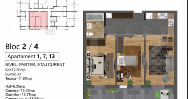 Apartament cu 3 camere, &icirc;n bloc nou &ndash; finalizare primăv