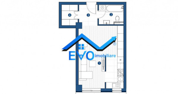 Apartament de , 1 camera, open space, Galata