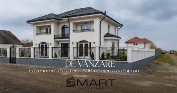 Casa moderna 5 camere, 240 mp + 500mp teren zona Harman