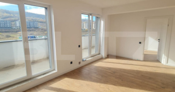 Apartament finisat, 52 mp utili, terasa 34 mp, zona Terra