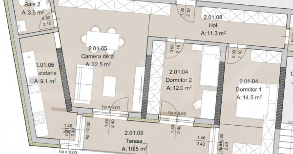 Apartament 3 camere, 2 bai, 80 mp, constructie noua, zona Th