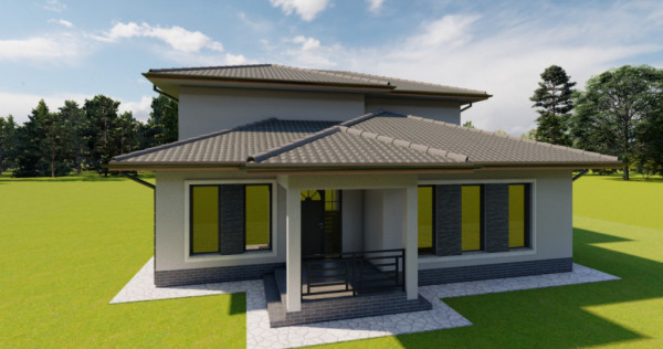 Casă nouă, P+1 – 260 mp utili | finisată la cheie | ter