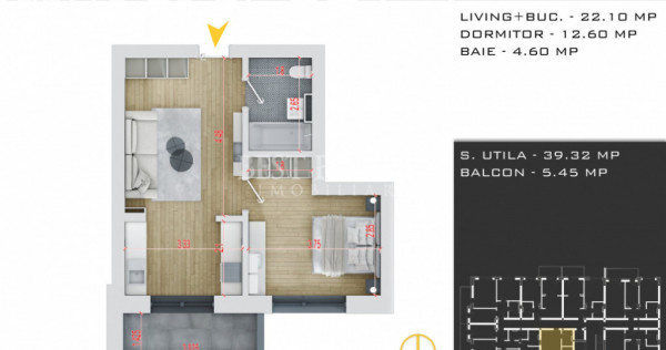 2 Camere Ideal Investitie -Incalzire in pardoseala Parcare B