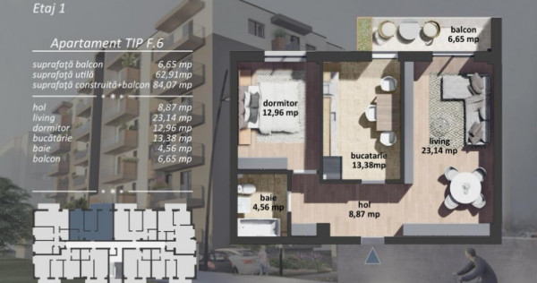 Apartament 2 camere de vanzare zona Postalionului