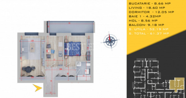 Apartament 2 camere design modern/Mutare Rapida