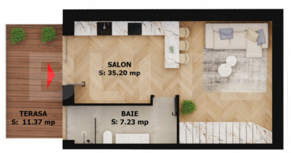 Apartament modern 2 camere cu terasă | Ultracentral - EAS R