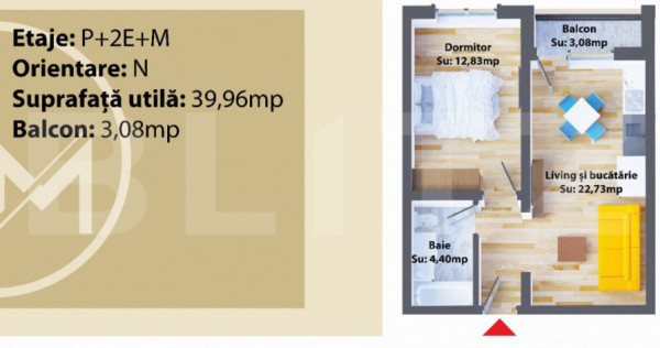 Apartament 2 camere, 39,96 mp, nou, Zona Ipotesti