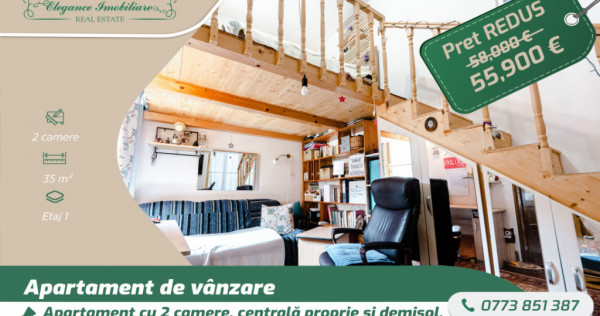 Apartament cu 2 camere, centrală proprie si demisol, zona U