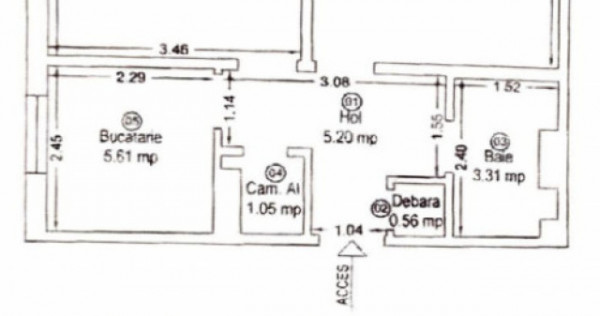 Apartament 2 camere, 44 mp, zona Gh. Lazăr