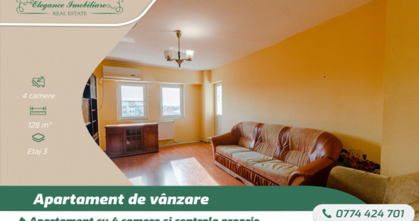Apartament cu 4 camere și centrală proprie,zona Alfa,Arad