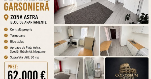 Garsonieră bloc de apartamente &ndash; Astra - Soarelui,centrala,termopane.
