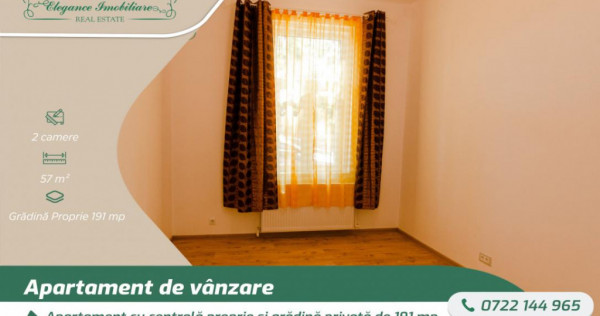 Apartament cu centrală proprie și grădină privată de 19