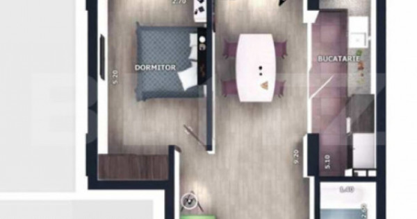 Apartament 2 camere, terasa, semifinisat, CF parcare, boxa,