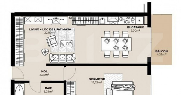 Apartament 2 camere, etaj 6, 52.75 mp, balcon, Cesiune, Mara