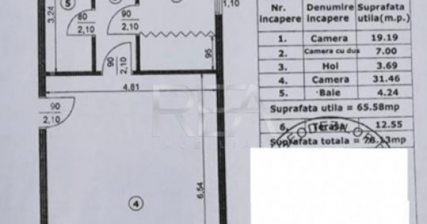 3 camere Unirii, centrală, metrou, an 2004, 78 mp
