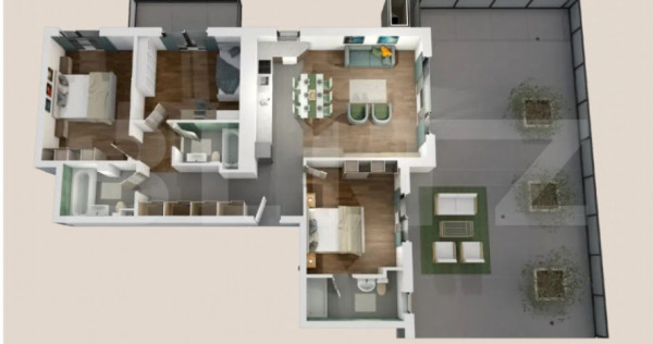 Penthouse 4 camere, 102mp, 124mp terasa, zona Vivo