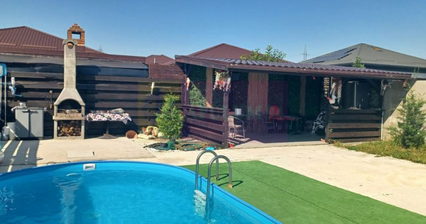 Casă nouă Săbăreni, terasă, piscină, foișor, barbe...