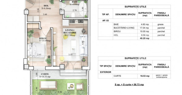 Apartament 2 camere, 40.20 mp, zona Galata