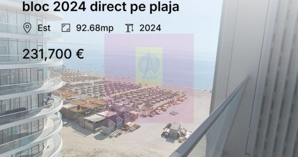 Mamaia Nord, apartament 2 camere, bloc 2024 direct pe plaja