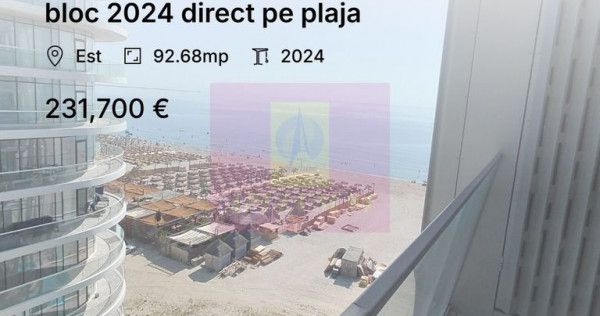 Mamaia Nord, apartament 2 camere, bloc 2024 direct pe plaja