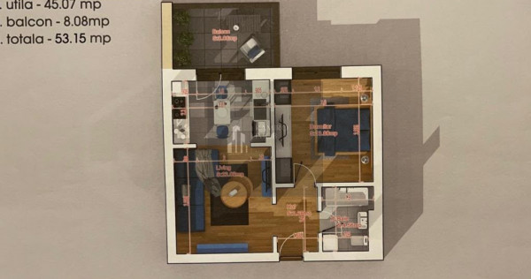 Apartament 2 camere decomandat 54 mp | Bloc nou | Mobilat...