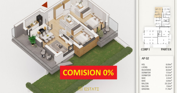 Finalizare 2027 | Parter, 74 mp +Gradina 70mp +Balcon 23mp |