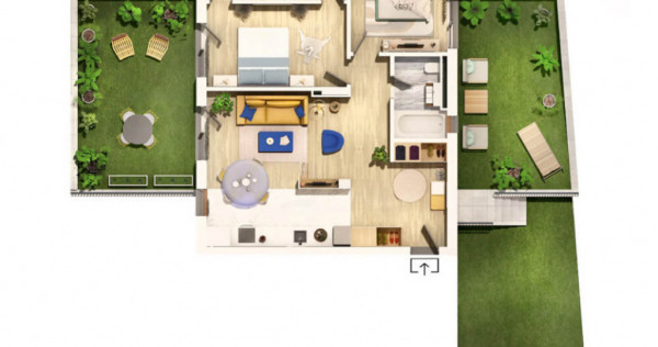 Apartament 3 camere, semifinisat, 82 mp, 3 terase, Zona Cent