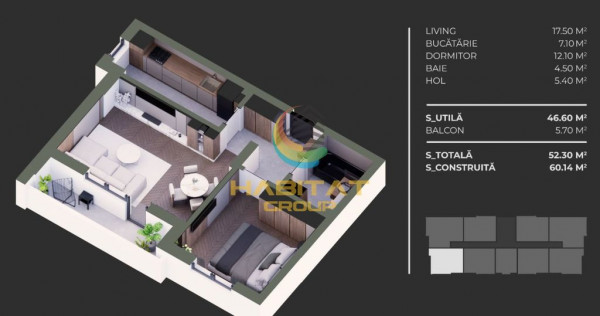 Apartament 2 camere / gata de mutare